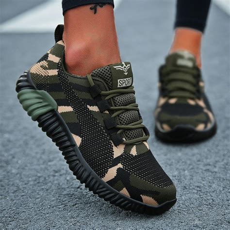 camouflage athletic shoes.